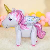 Balon Unicorn Berdiri Sendiri 3D Pelangi Kuda Unicorn Balon Film Aluminium Kartun Unicorn Foil Dekorasi Ulang Tahun