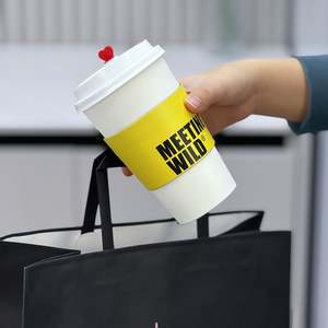 Manchons de gobelets en papier ondulé à double paroi en kraft recyclé écologique imprimés en couleur avec logo personnalisé pour boissons chaudes - Product Image 6