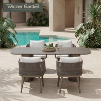 Mesa y Sillas de Comedor de Exterior de Aleación de Aluminio, Modernas y Minimalistas, Resistentes al Agua y Duraderas para Hoteles y Resorts