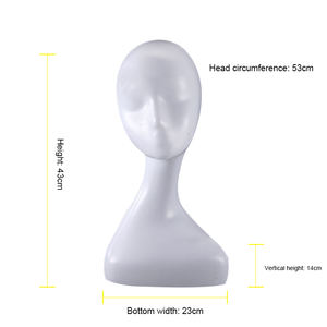 للبيع بالجملة مانيكان أنثى PVC حامل برقبة طويلة أبيض أسود موديل مانيكان باروكة عرض رخيص مانيكان شعر بلاستيكي للشعر المستعار - Product Image 4