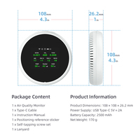 Moniteur de qualité de l'air intelligent Ggele 10-en-1 Wi-Fi pour intérieur avec détection des décibels et du bruit, moniteur IAQ contrôlé par application pour la maison