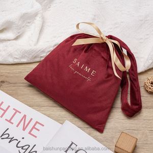 Custom Logo Velvet Jewelry & Candy Gift Packaging Pouch Small Disposable <b>Drawstring</b> <b>Bag</b> for Christmas Candle Craft Use - Product Image 5