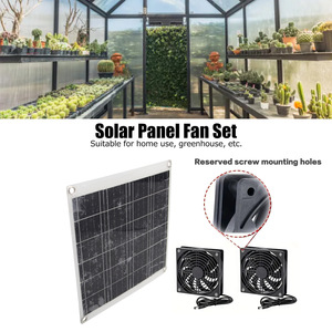 Lan Aoyue Solar Panel 20W Monocrystalline Dual <b>Fans</b> Pet House Radiator Outdoor Ventilation - Product Image 2