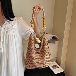 Sac fourre-tout en coton au crochet, grande capacité, sac à bandoulière ajouré tissé, sac de plage bohème pour femme - Product Image 3