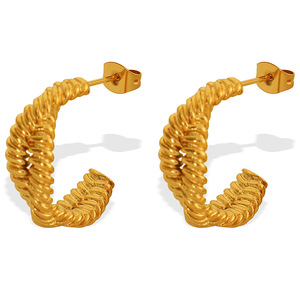 Aros de Oro con Diseño Trenzado para Uso Diario Femenino - Product Image 5