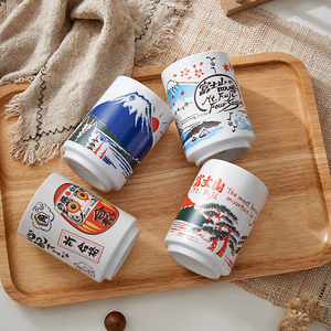 Tasse à thé japonaise YUBIN, style sushi Yunomi, en céramique, imprimée avec des noms <span class=keywords><strong>de</strong></span> poissons, sans poignée, 300 ml, écologique, passe au lave-vaisselle et au micro-ondes - Product Image 4