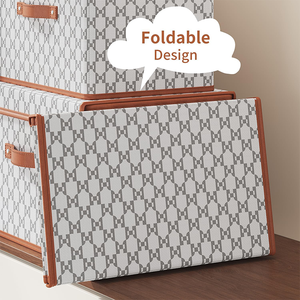 Paniers de <span class=keywords><strong>rangement</strong></span> pliables en tissu de 10 à 20 L avec couvercles et poignées pour l'organisation des vêtements ménagers - Product Image 6