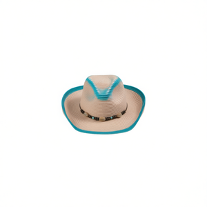Cappello da Cowboy in Carta Intrecciata Decorato con Perline e Verniciatura Spray, Stile Sombrero - Product Image 2