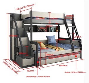 <span class=keywords><strong>Cama</strong></span> Infantil Multifuncional de Madera Maciza con Literas para Niños - Product Image 6