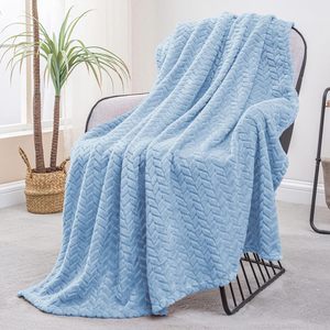 Bulk Sale Popular in American and Europe 100% Polyester Woven Modern Blue Flannel Fleece Blanket - Product Image 1