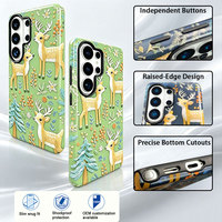 Coque de téléphone hybride TPU PC pour Samsung, motif cerf et forêt, options multicolores, antichoc avec airbag, protection de caméra surélevée