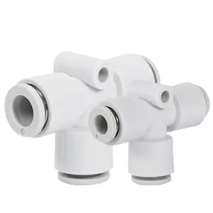 SMC Type pneumatic fitting Y-type plastic quick connector white PE plastic tee connector four-way pneumatic joint
