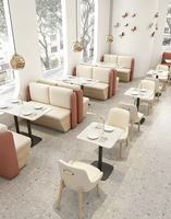Ensemble de mobilier de restaurant, café et bar moderne, structure en bois massif, mobilier commercial, banquette en cuir PU rembourrée