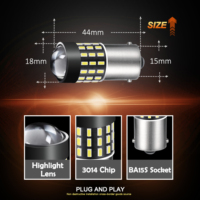 Ampoules LED Super Lumineuses JiaChi Factory 1157 P21/5W, Feux Stop et Feux Arrière, BA15D BAY15D 1156 3157 7443 3014 Chip 54SMD 12-24V