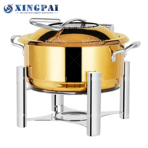 XINGPAI Arabic Restaurant Hotel Supplies Chafing Dish Buffet Set Luxury Gold Chafing Dish With Stainless Steel Base