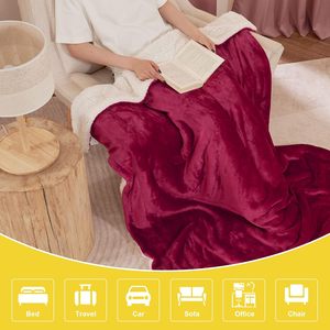 Red Fleece Blanket <strong>Christmas</strong> <strong>Throw</strong>, Super Soft Fluffy Thick Sherpa Warm Blankets for Winter - Product Image 4