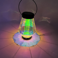 Lanterne suspendue en PET irisé à énergie solaire - Design d'art populaire - Fabrication artisanale écologique - Plastique imperméable - Jardin intérieur