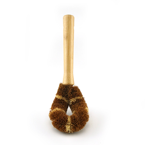Eco-Friendly Bamboo Round Mini Pot Cleaning <strong>Brush</strong> Wooden Dish <strong>Scrub</strong> for Vegetable Cleaning - Product Image 3