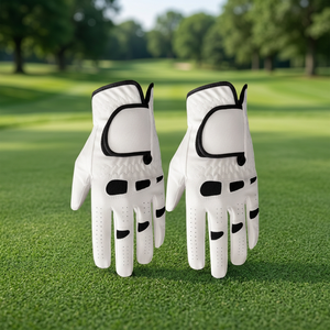 Gant de golf en cuir de chèvre blanc pour homme, main droite, respirant, avec logo personnalisé, fermeture Pullon, pour l'entraînement sportif et la performance - Product Image 4