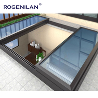 Fenêtres de toit coulissantes en verre feuilleté d'aluminium automatiques sur mesure Rogenilan pour maisons