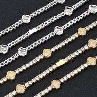 Nuevo Estilo Cadena de Tenis Geométrica Unisex Chapada en Oro Plata con Micro Pavé de Circones Brillantes de Cobre, Collar de Regalo
