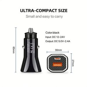 High Quality <b>USB</b> Quick Car Charger 15W A+<b>C</b> Port 3.1A <b>Type</b> <b>C</b> PD Fast Charging Phone Car <b>Adapter</b> for Phone 15 16 Pro Max - Product Image 3