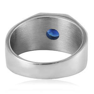 yunnique Geometric Red Gemstone <b>Titanium</b> Steel <b>Ring</b> Prong Setting Unisex Wedding <b>Ring</b> Gift - Product Image 3
