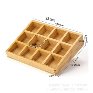 Estante para especias de bambú y madera, caja de especias de escritorio, organizador de 12 compartimentos, caja con compartimentos para especias, caja de almacenamiento de condimentos. - Product Image 3