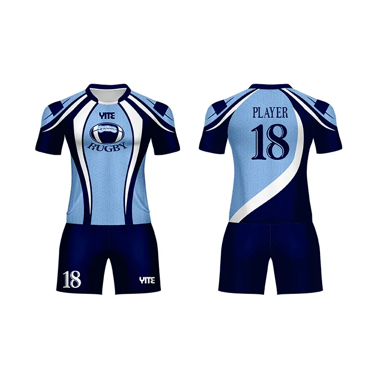 Ensemble uniforme de rugby en polyester, maillot de foot avec logo de couleur personnalisé, 100%