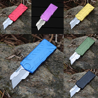 Couteau utilitaire AL à double action, coupe-carton rétractable noir profilé en aluminium avec coupe-boîte EDC en fibre de carbone
