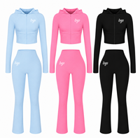 Nouvel ensemble de survêtement 2 pièces pour femme automne 2026 : veste zippée personnalisée et leggings de sport, fitness et yoga