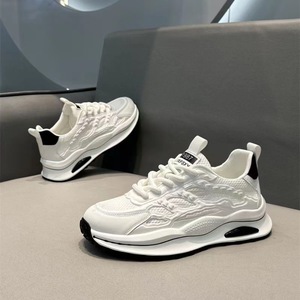 Zapatos Deportivos Casuales para Hombre, con Cordones, Suela Gruesa, Transpirables, de Malla, para Correr, Estilo Dad Shoes, Blancos, Tendencia Nacional, Versátiles - Product Image 2