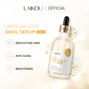 LAIKOU เซรั่มบำรุงผิวหน้า 100 มล. ช่วยให้ความชุ่มชื้น ผิวขาวกระจ่างใส ลดเลือนริ้วรอย ลดสิว ด้วยสารสกัดจากทองคำ 24K และเมือกหอยทาก - Product Image 3