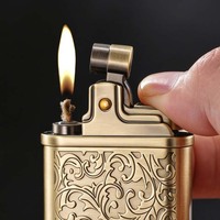 Mini briquet vintage classique en métal, rechargeable au kérosène