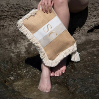 Vente en gros monogramme logo dames étuis à cosmétiques trousse de toilette gland lin trousse de maquillage personnalisée