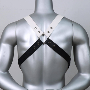 フェティッシュ レイブ コスチューム エロティック 大人のおもちゃ BDSM 拘束具 調節可能 セクシャル ボディハーネス 男性用 レザー チェストベルトストラップ - Product Image 3