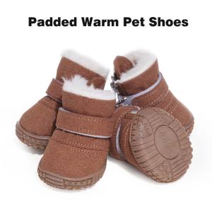 Удобные мягкие теплые флисовые зимние сапоги, дышащая обувь для собак, водонепроницаемая искусственная ткань, Классический роскошный стиль для кошек, зимний сезон - Product Image 2