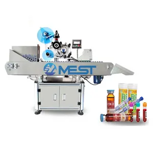 Máquina de etiquetado de botellas de líquido oral de ampolla de inyección de jeringa automática Máquina de etiquetado horizontal de tubo de líquido oral retráctil