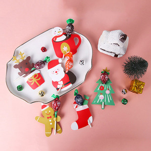 Cartes en papier pour sucettes de Noël, fournitures d'emballage pour bonbons et chocolats, décorations de Noël (arbre/Père Noël/collant de Noël/homme en pain d'épices), fournitures pour fêtes de Noël - Product Image 3