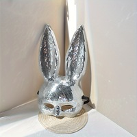 YISUGAR mignon lapin étincelant Costume masque Disco miroir PVC et soie Animal masque pour la fête