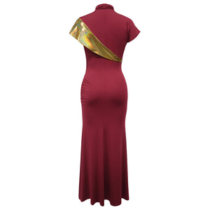 Vestido Maxi de Cuello Alto para Mujer, Talla Grande, con Detalles Dorados en Contraste, Vestido Formal con Pliegues, Vestidos Africanos de Moda - Product Image 6