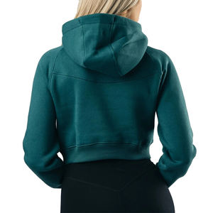 Sweat à capuche personnalisé avec impression en relief pour femmes, sweat à capuche décontracté pour l'extérieur, entraînement physique, sweat à capuche court pour femmes - Product Image 4