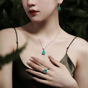 Colliers pendentifs Dylam, nouveaux bijoux fins hypoallergéniques en argent S925, pierre synthétique Paraiba, zircone 5A bleu turquoise - Product Image 4