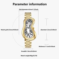 Montre-bracelet unisexe OEM ODM en acier inoxydable avec bracelet torsadé doré, quartz effet fusion, chiffres romains, design abstrait et incurvé