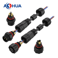 Connecteur M12 à visser, assemblage fil à fil, mâle-femelle, prise étanche, 300V 5A, connecteur d'alimentation 2 broches pour câblage d'éclairage