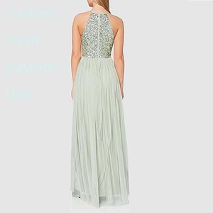 Vestido Largo de Fiesta para Damas de Honor, Cuello Halter, Adornado con Lentejuelas, para Graduación, Boda - Product Image 6