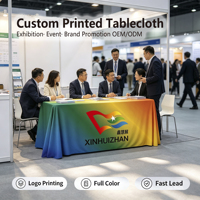 Housse de table extensible en spandex personnalisée avec logo de marque, nappe à sublimation couleur intégrale pour événements commerciaux et marketing