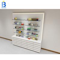 Nouveau design vitrine de pharmacie avec tiroir tableau d'affichage peinture MDF LOGO lumineux pharmacie conception 3D gratuite