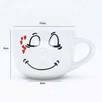 Tasse à soupe en céramique avec expression de visage clignotant, Mug fantaisie en porcelaine à œil bouffé, Tasse géante pour l'approvisionnement commercial et les organisations