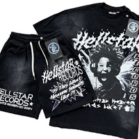 Ensemble de T-shirts décontractés d'été respirants en coton tricoté, style Hip-hop Streetwear, coupe oversize, effet vieilli et délavé, avec technologie NFC, Hell Star